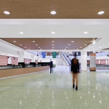 Interior of Al Jalila Children’s Specialty Hospital with ceiling lighting