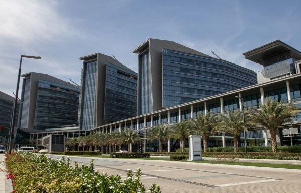 Exterior view of Sheikh Shakhbout Medical City in Abu Dhabi