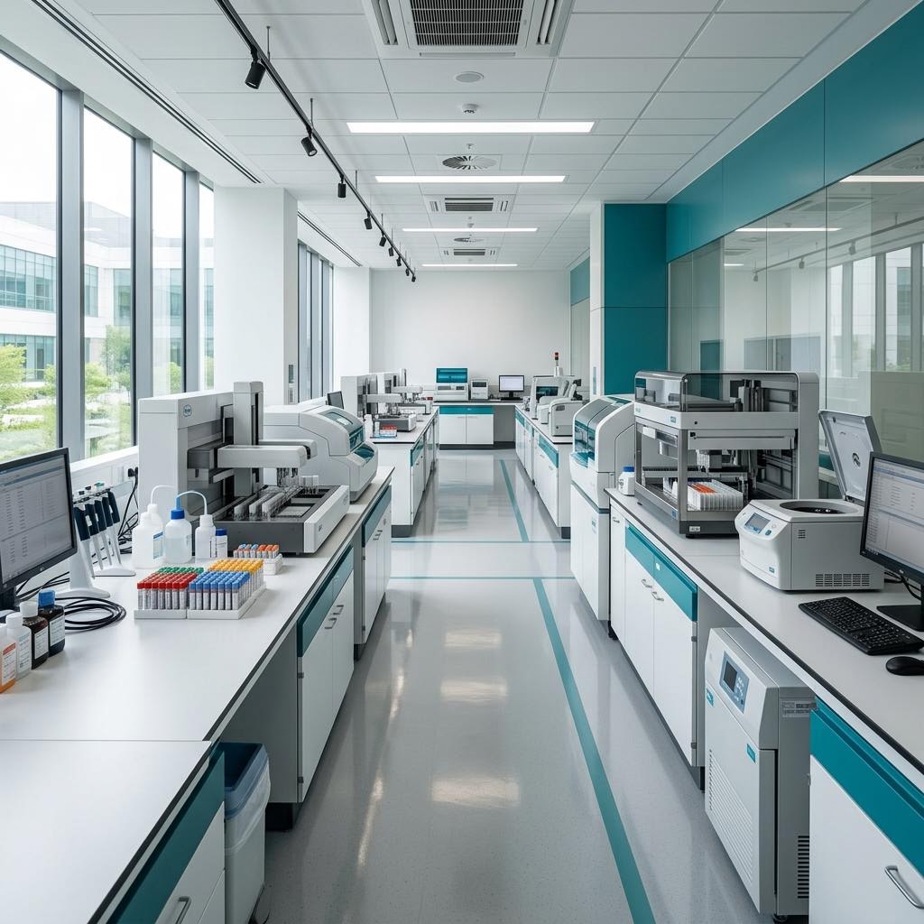 An automated diagnostics laboratory bench